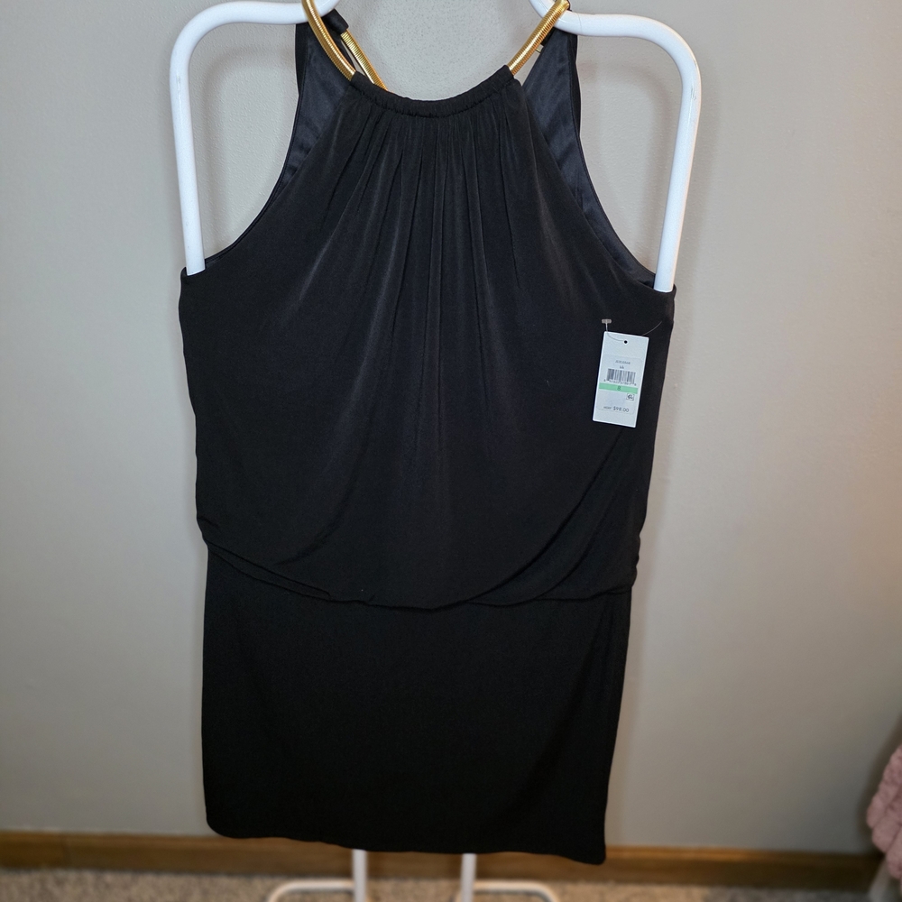 NWT Jessica Simpson Black Mini Dress with Gold Accents